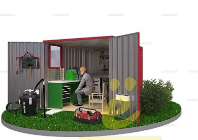 Хозблок с плоской крышей и окном SKOGGY 3M