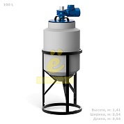 Емкость K 100 литров с лопастной мешалкой с обрешеткой